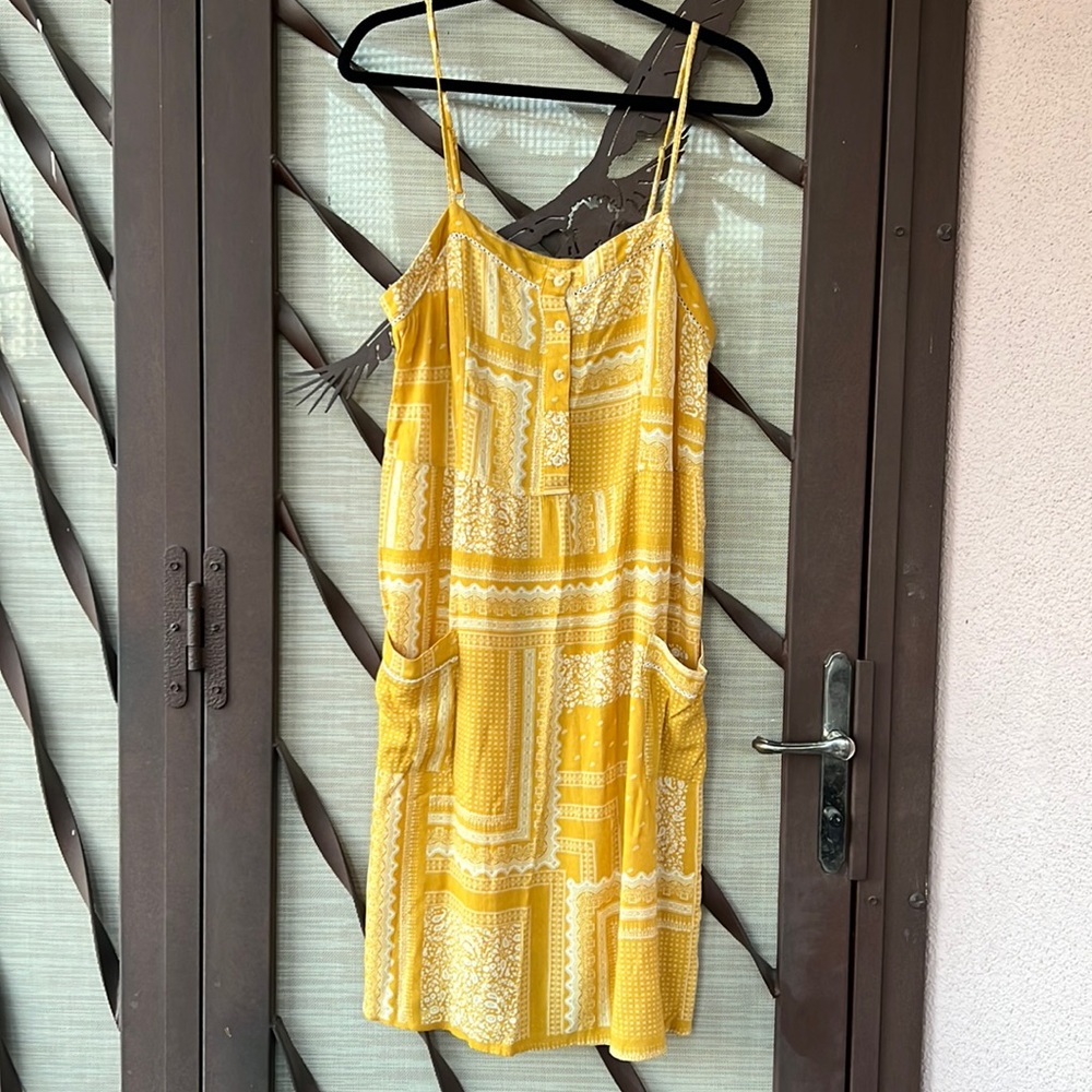 Knox Rose Marigold Yellow Boho Summer Midi Dress